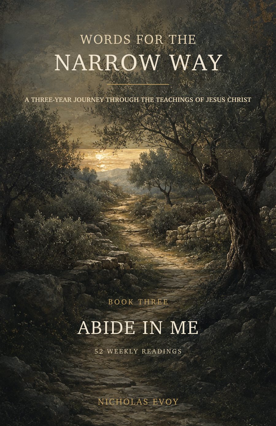 Front cover of Words for the Narrow Way, Book Three: Abide in Me, by Nicholas Evoy